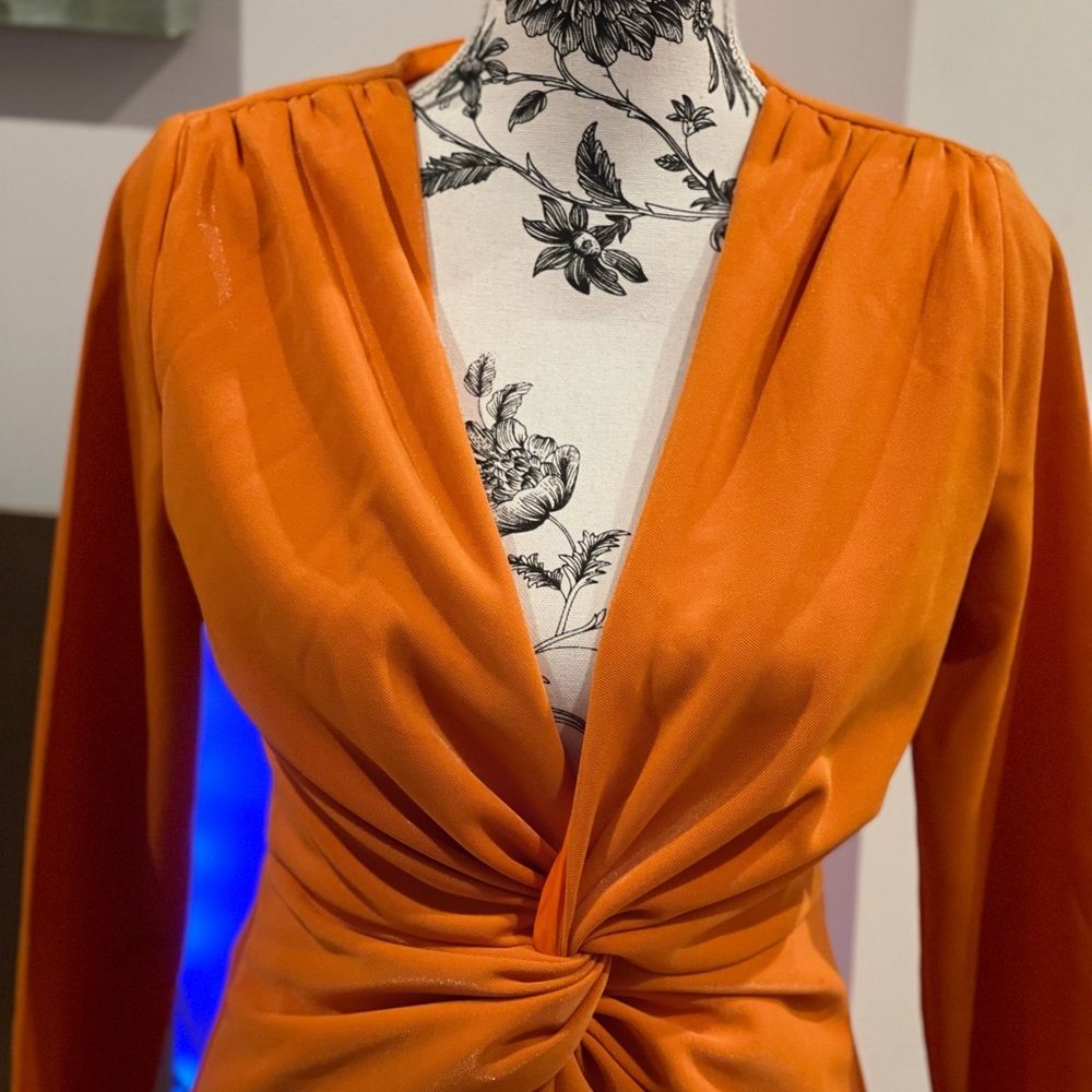 Orange Deep V Jumpsuit - Picture 4 of 6